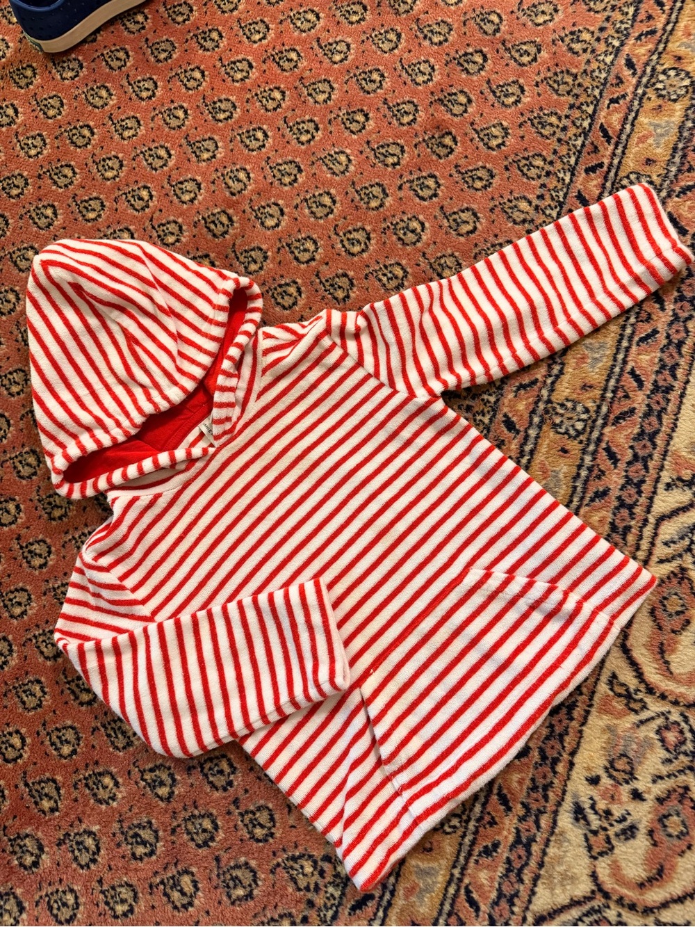 Janie and Jack Red and White Striped Hooded Top